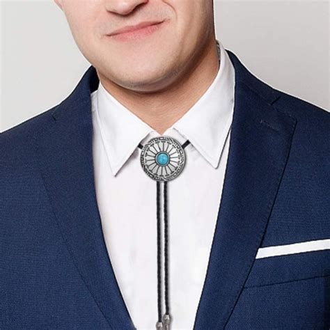 wearing a bolo tie